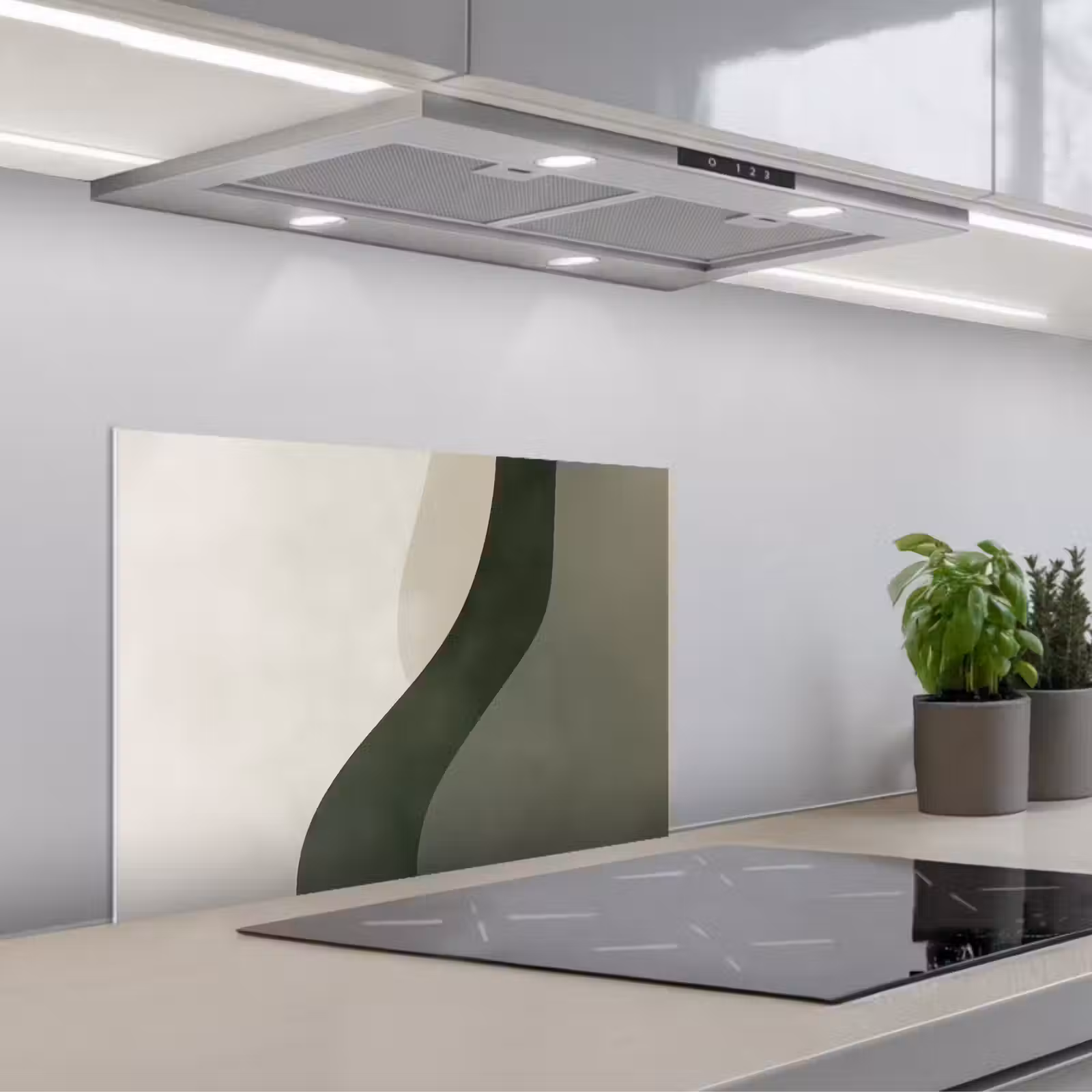 Kitchen splashback for hob - Japandi - Green - Abstract - Modern — 1