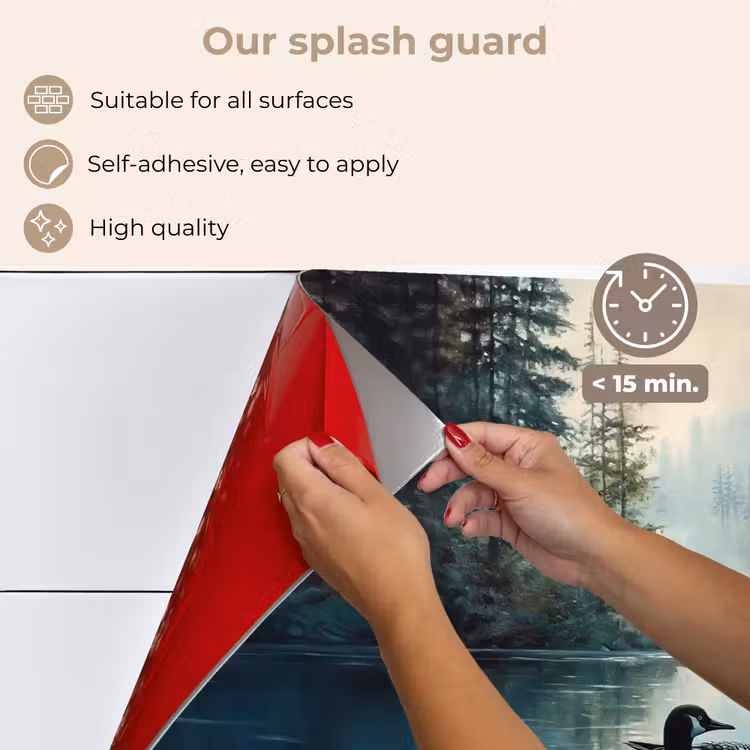 Kitchen splashback for hob - Forest - Water - Ducks - Foggy — 4