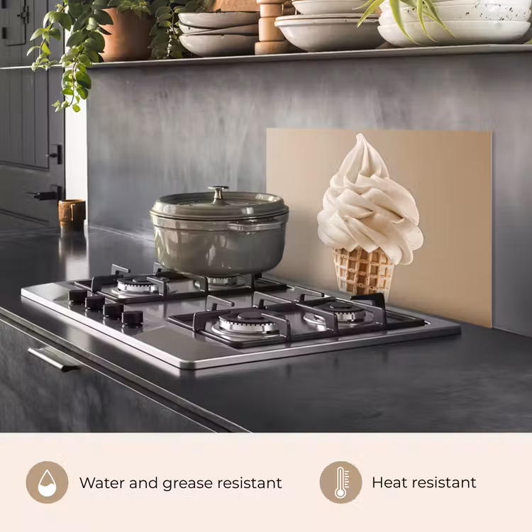 Kitchen splashback for hob - Ice cream - Soft ice cream - Creamy - Horn - Beige — 2