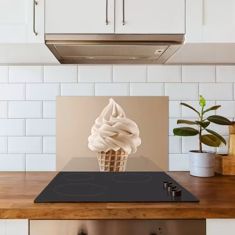 Kitchen splashback for hob - Ice cream - Soft ice cream - Creamy - Horn - Beige — 3