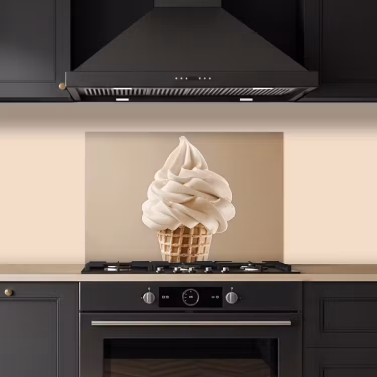 Kitchen splashback for hob - Ice cream - Soft ice cream - Creamy - Horn - Beige — 5
