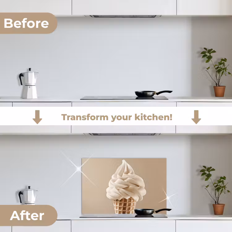 Kitchen splashback for hob - Ice cream - Soft ice cream - Creamy - Horn - Beige — 7