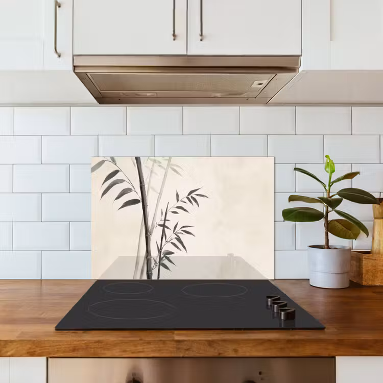 Kitchen splashback for hob - Japandi - Bamboo - Beige — 3