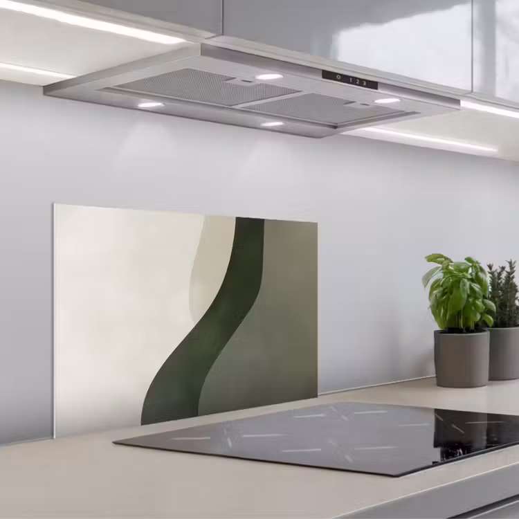 Kitchen splashback for hob - Japandi - Green - Abstract - Modern — 1