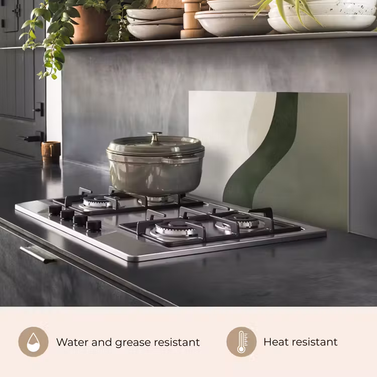 Kitchen splashback for hob - Japandi - Green - Abstract - Modern — 2