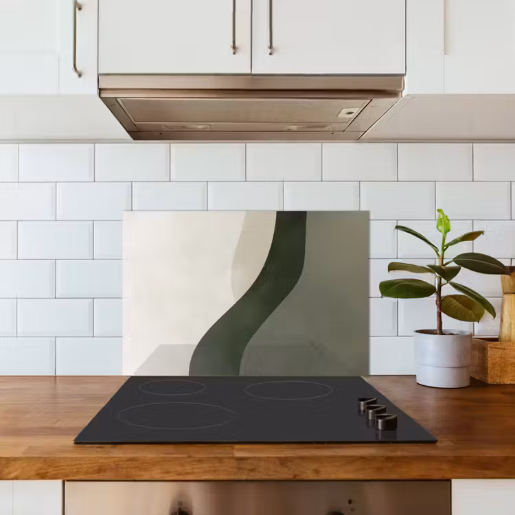 Kitchen splashback for hob - Japandi - Green - Abstract - Modern — 3