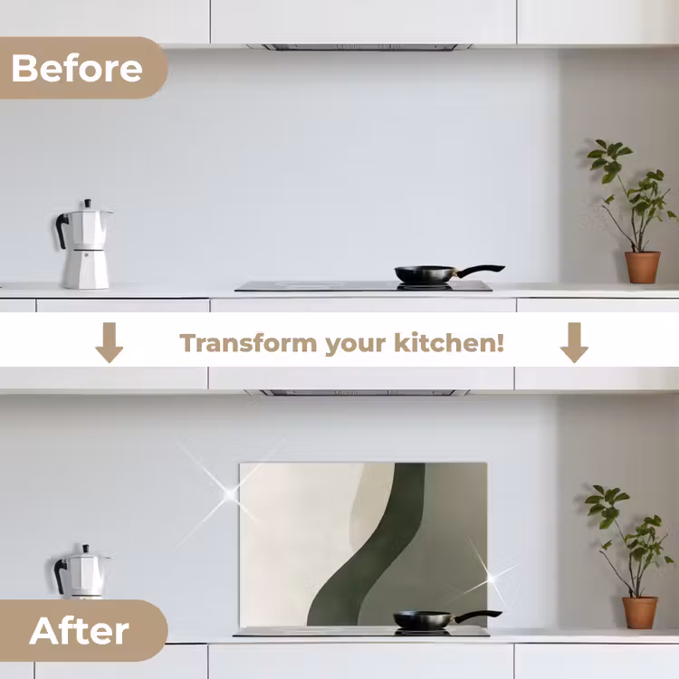 Kitchen splashback for hob - Japandi - Green - Abstract - Modern — 7