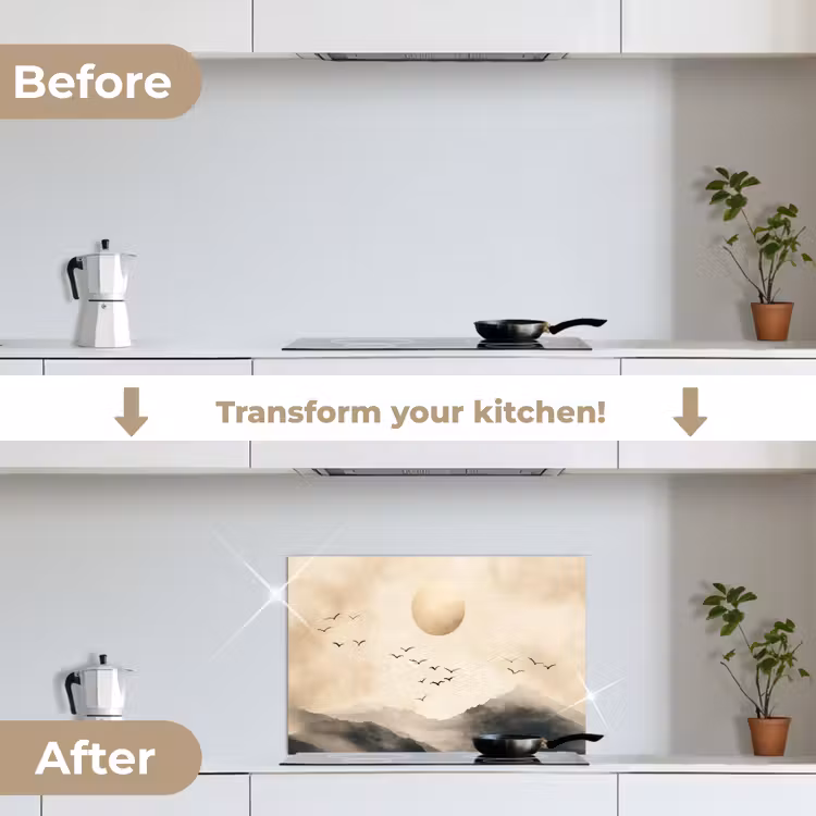 Kitchen splashback for hob - Landscape - Japandi - bird — 7