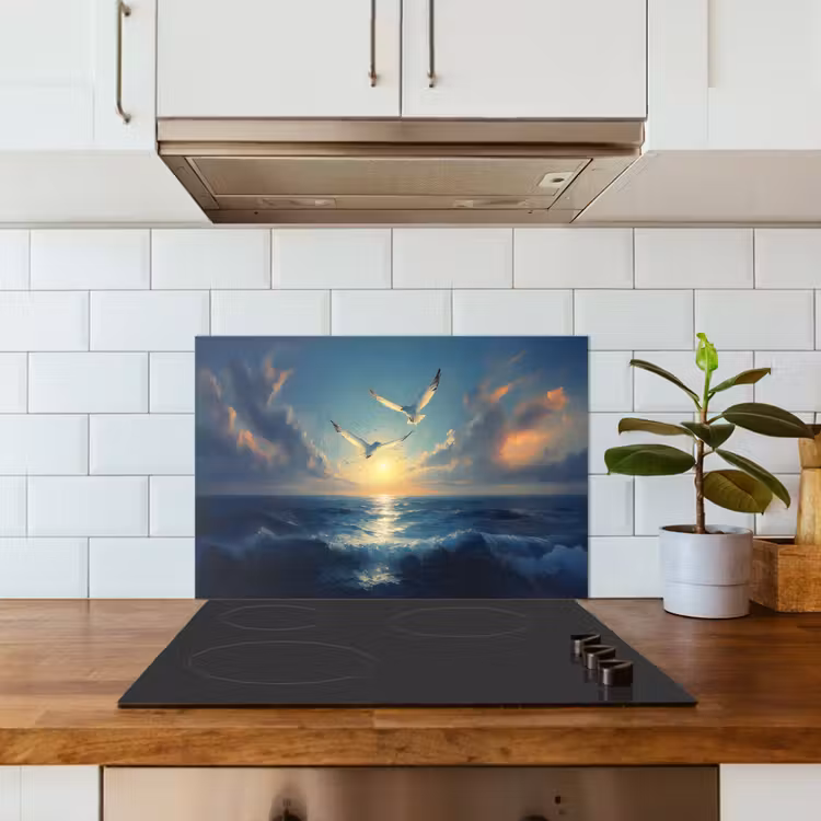 Kitchen splashback for hob - Seagulls - Sea - Clouds -Blue — 3