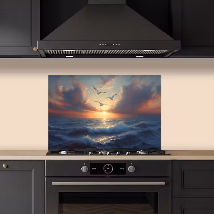 Kitchen splashback for hob - Seagulls - Sunset - Sea - Clouds — 5
