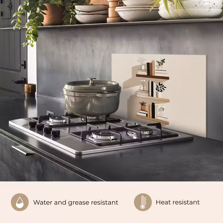 Kitchen splashback for hob - Shelves - Books - Vases - Plants — 2