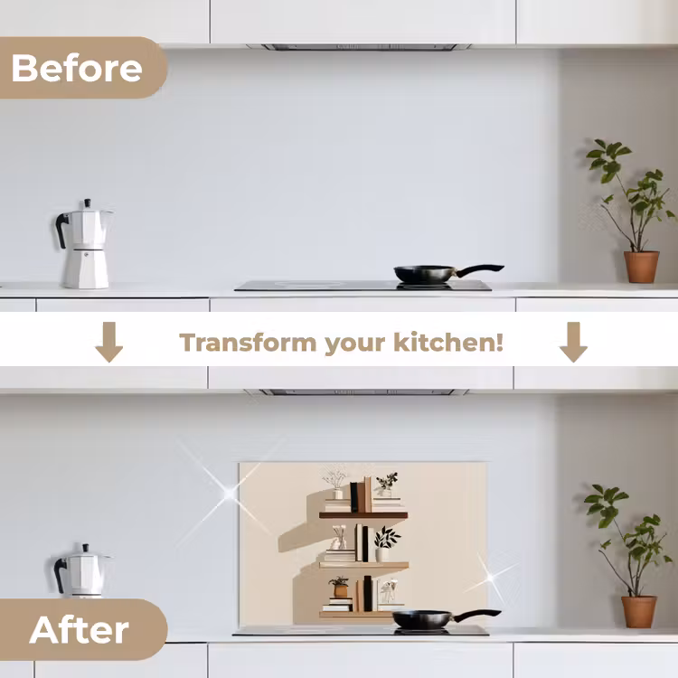 Kitchen splashback for hob - Shelves - Books - Vases - Plants — 7
