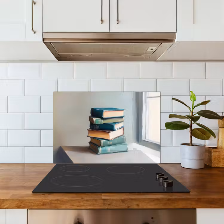 Kitchen splashback for hob - Stack - Books - Green - Daylight — 3