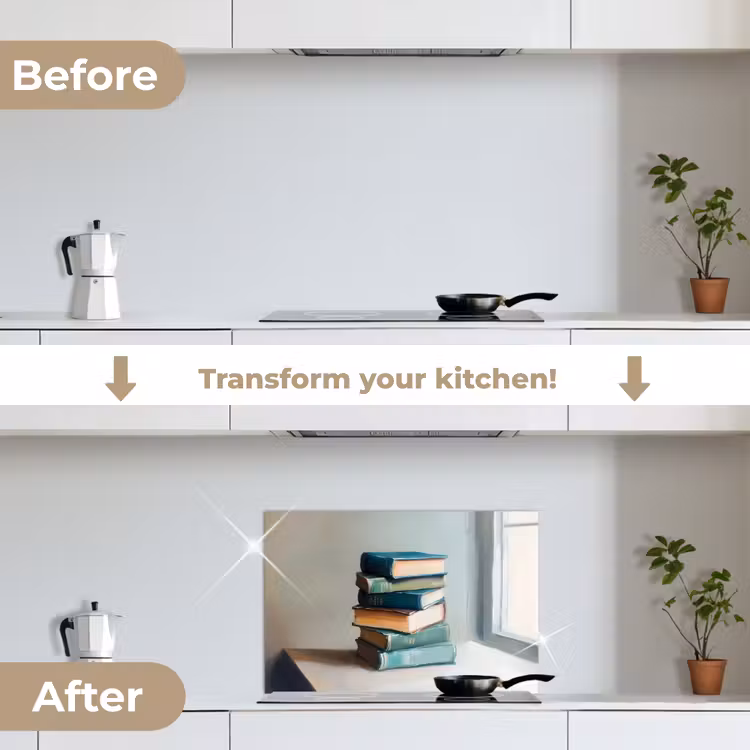 Kitchen splashback for hob - Stack - Books - Green - Daylight — 7