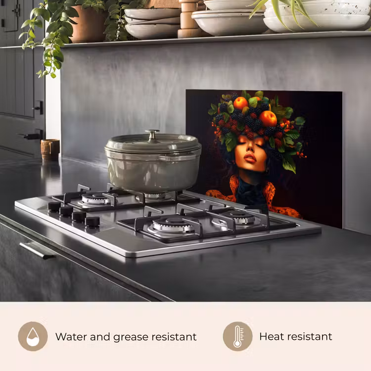 Kitchen splashback for hob - Woman - Black - Berries - Blackberries - Apples — 2