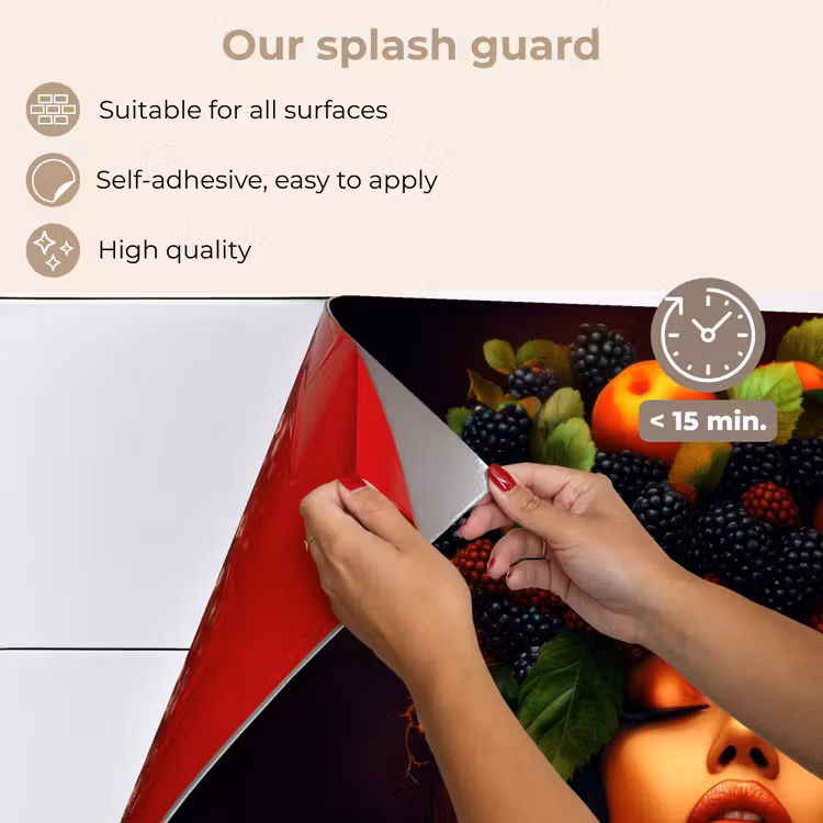 Kitchen splashback for hob - Woman - Black - Berries - Blackberries - Apples — 4