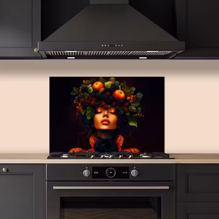 Kitchen splashback for hob - Woman - Black - Berries - Blackberries - Apples — 5