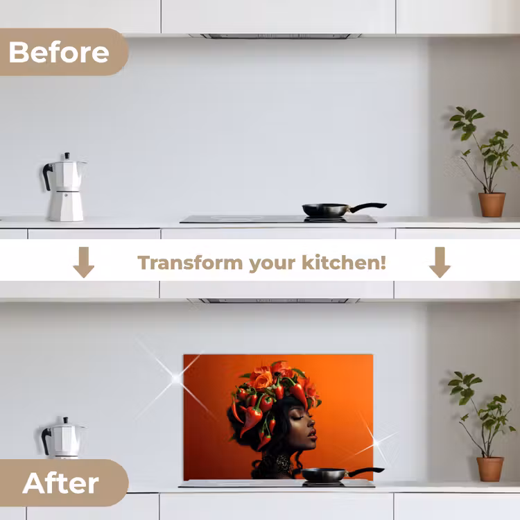 Kitchen splashback for hob - Woman - Chilies - Peppers - Flowers — 7