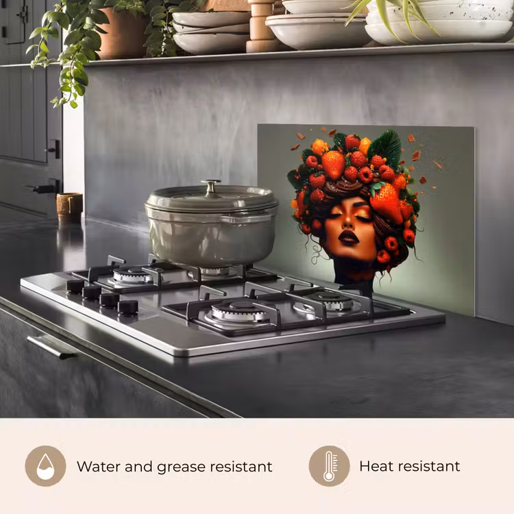 Kitchen splashback for hob - Woman - Chocolate - Raspberries - Strawberries - Cookies — 2