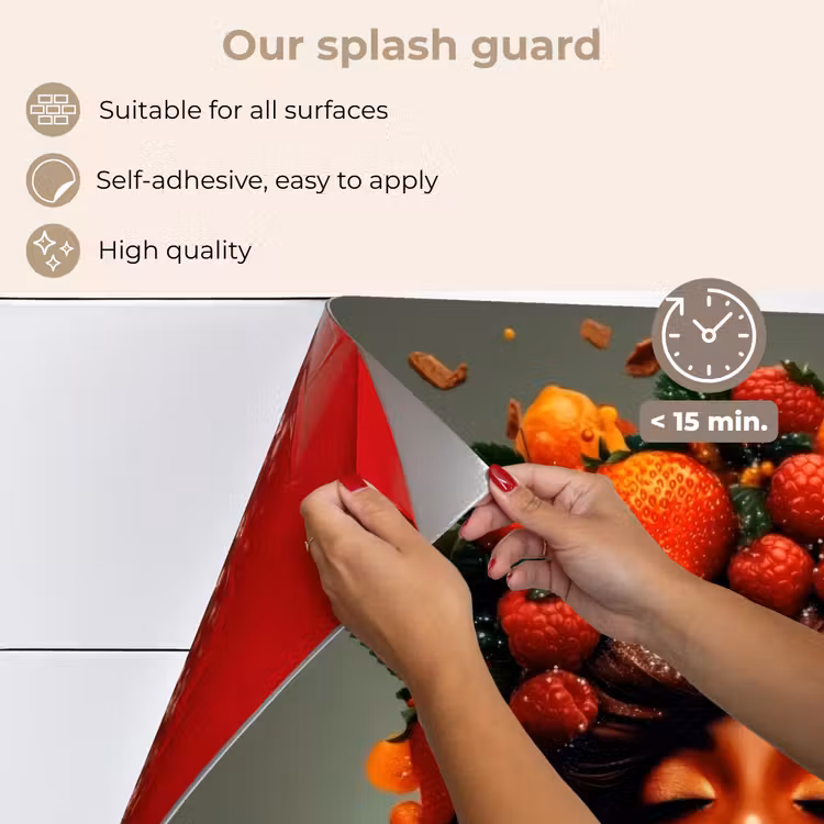 Kitchen splashback for hob - Woman - Chocolate - Raspberries - Strawberries - Cookies — 4