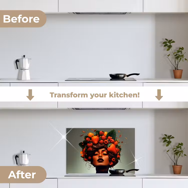 Kitchen splashback for hob - Woman - Chocolate - Raspberries - Strawberries - Cookies — 7