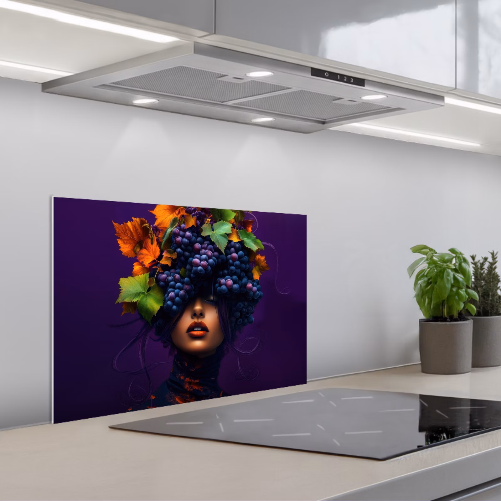 Kitchen splashback for hob - Woman - Purple - Grapes — 1