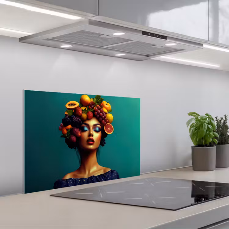 Kitchen splashback for hob - Woman - Hoodie - Tropical - Fruit - Grapes — 1