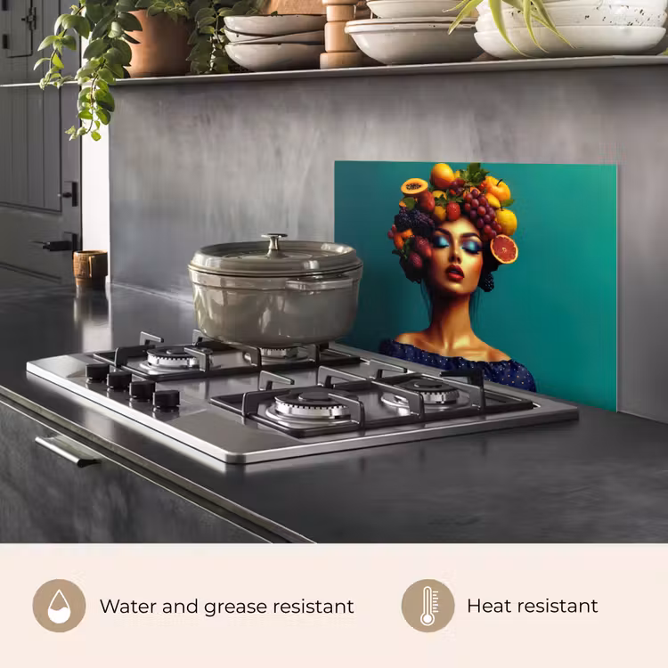 Kitchen splashback for hob - Woman - Hoodie - Tropical - Fruit - Grapes — 2