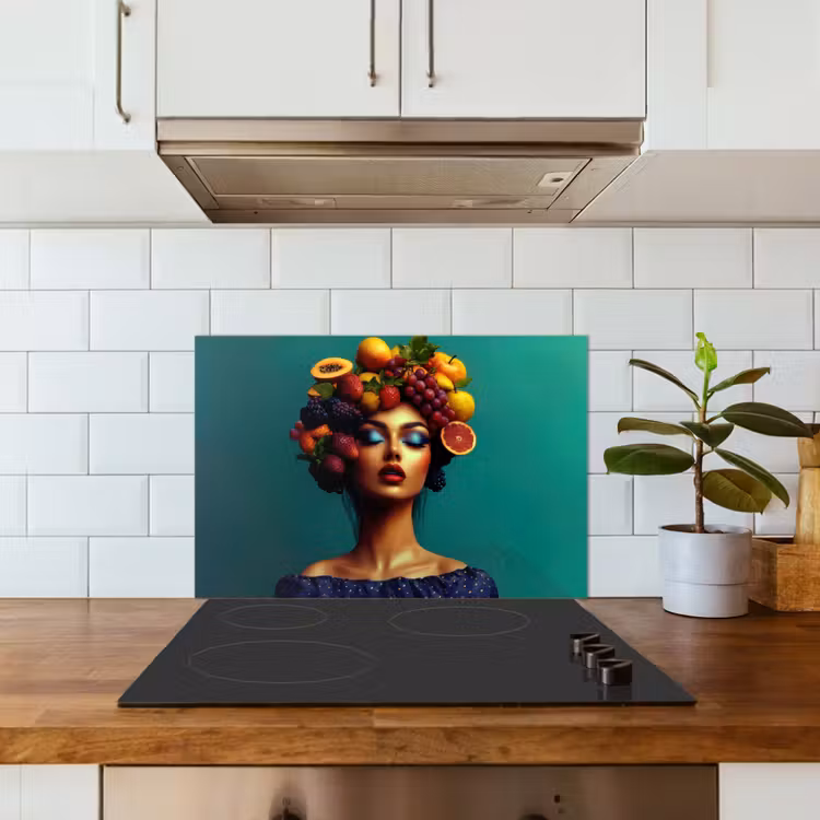 Kitchen splashback for hob - Woman - Hoodie - Tropical - Fruit - Grapes — 3