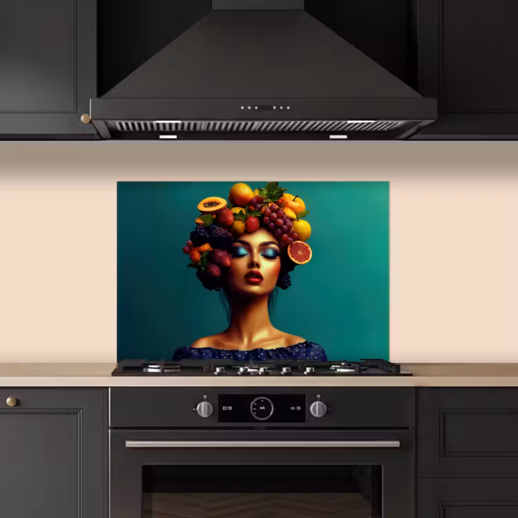 Kitchen splashback for hob - Woman - Hoodie - Tropical - Fruit - Grapes — 5