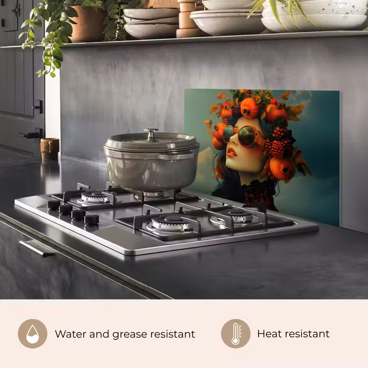 Kitchen splashback for hob - Woman - Pomegranate - Autumn - Sunglasses — 2