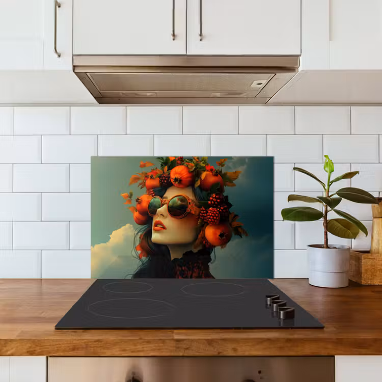 Kitchen splashback for hob - Woman - Pomegranate - Autumn - Sunglasses — 3