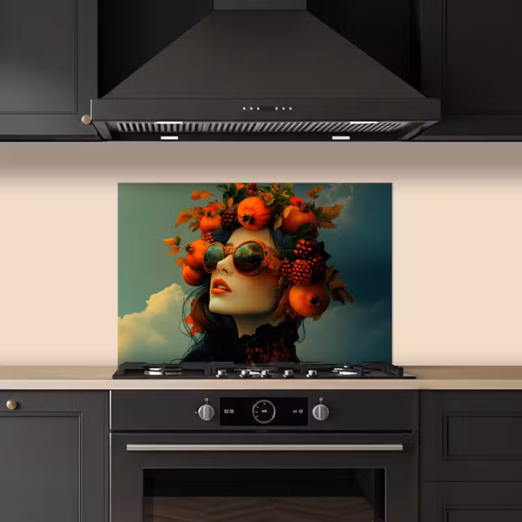 Kitchen splashback for hob - Woman - Pomegranate - Autumn - Sunglasses — 5