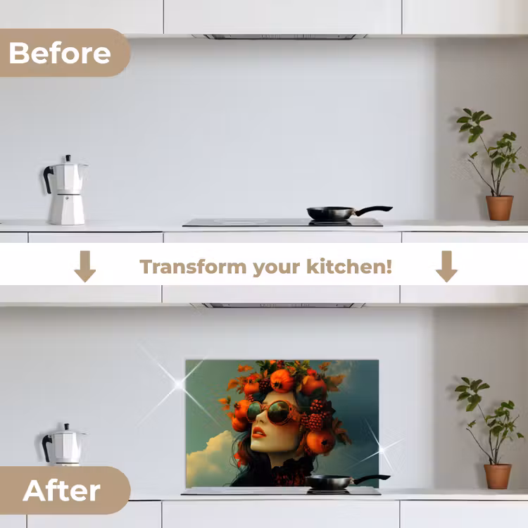 Kitchen splashback for hob - Woman - Pomegranate - Autumn - Sunglasses — 7