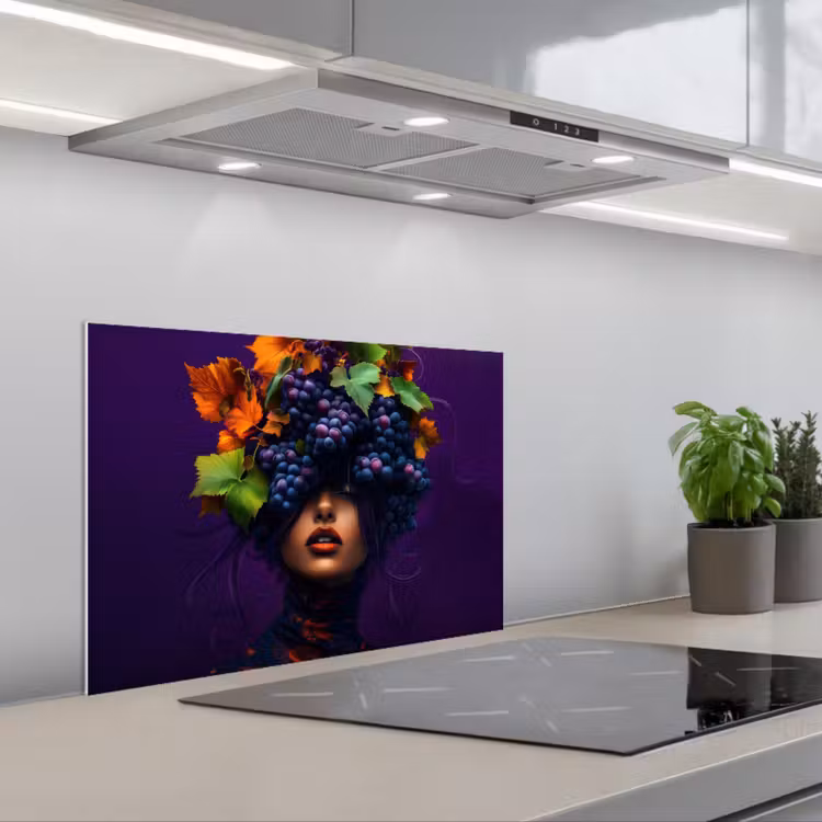 Kitchen splashback for hob - Woman - Purple - Grapes — 1