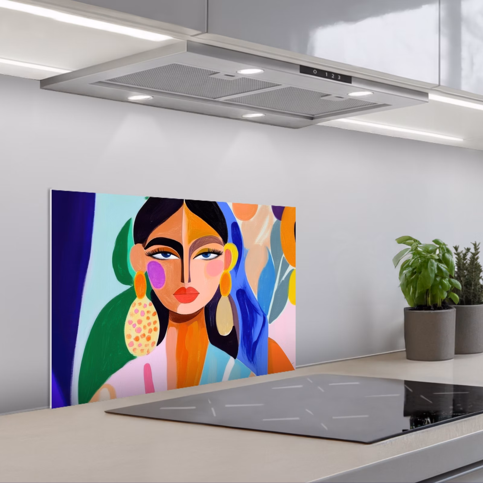 Kitchen splashback for hob - Portrait - Woman - Modern — 1