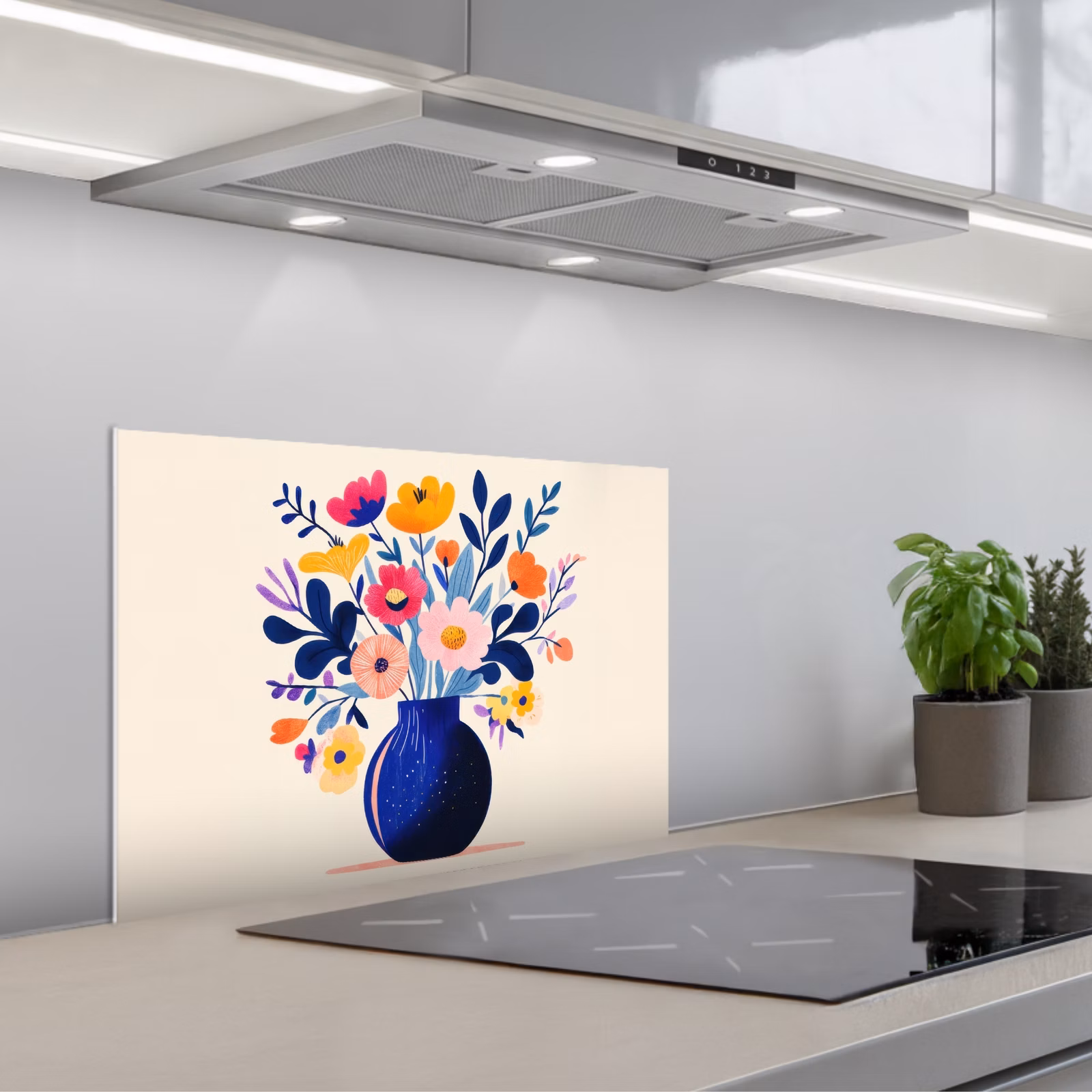 Kitchen splashback for hob - Vase - Flowers - Bouquet — 1