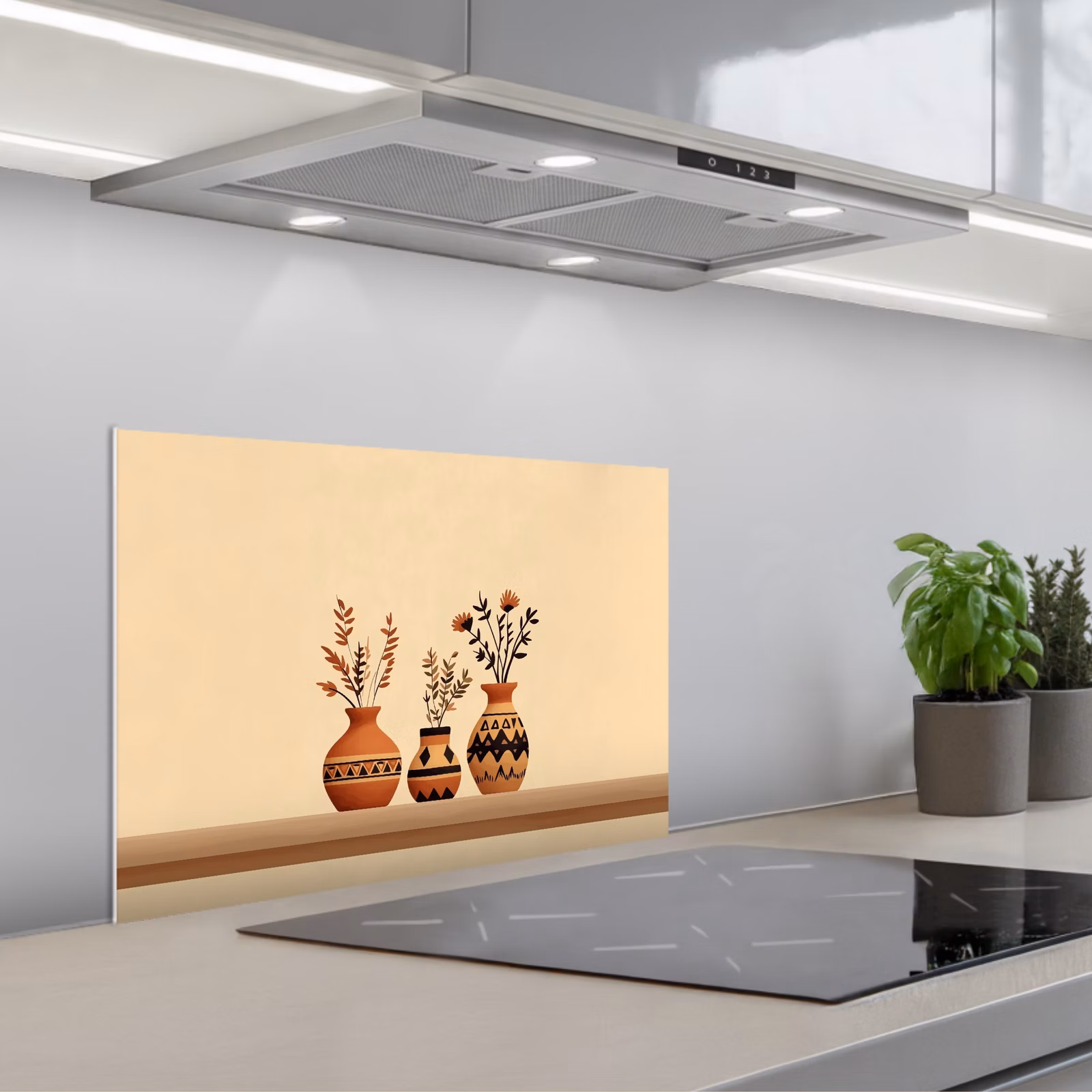 Kitchen splashback for hob - Vases - Flowers - Leaves - Minimalist — 1