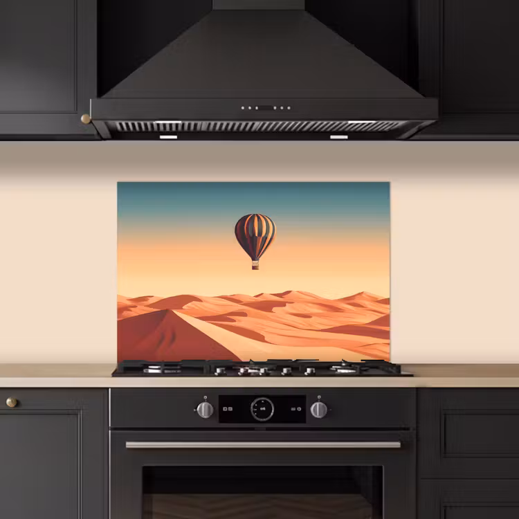 Kitchen splashback for hob - Hot air balloon - Desert - Sunset - Blue — 5