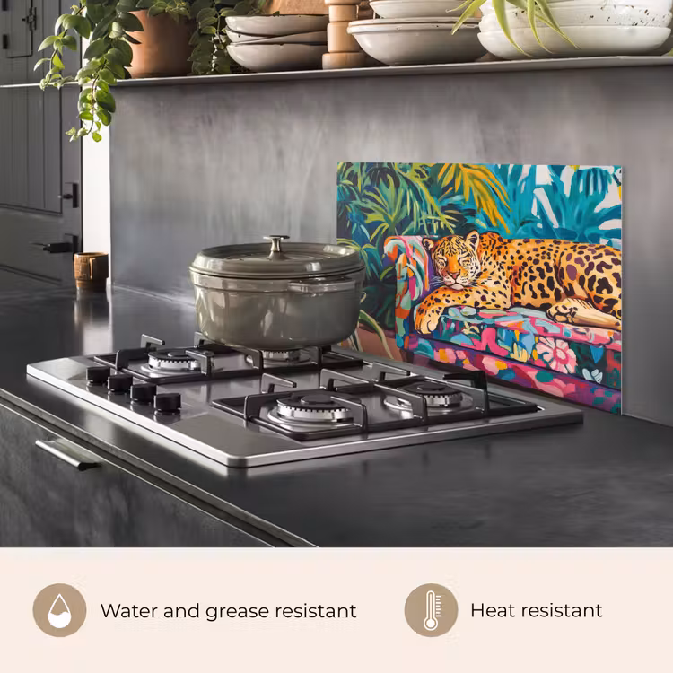 Kitchen splashback for hob - Leopard - Colorful - Tropical — 2