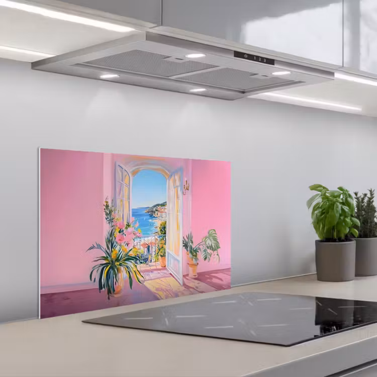 Kitchen splashback for hob - Pink - Outdoor - Paint — 1