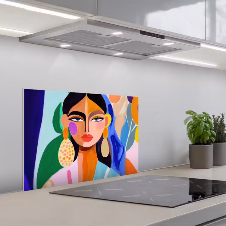 Kitchen splashback for hob - Portrait - Woman - Modern — 1