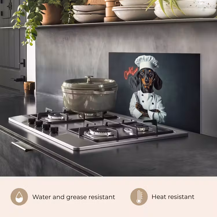 Kitchen splashback for hob - Quote - Neon - Dog - Cook clothing — 2