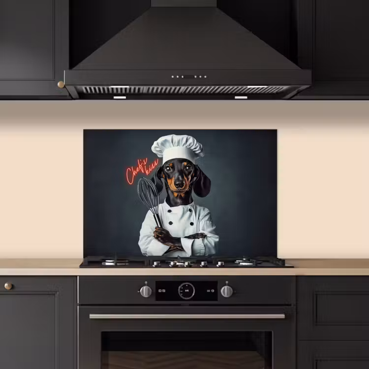 Kitchen splashback for hob - Quote - Neon - Dog - Cook clothing — 5