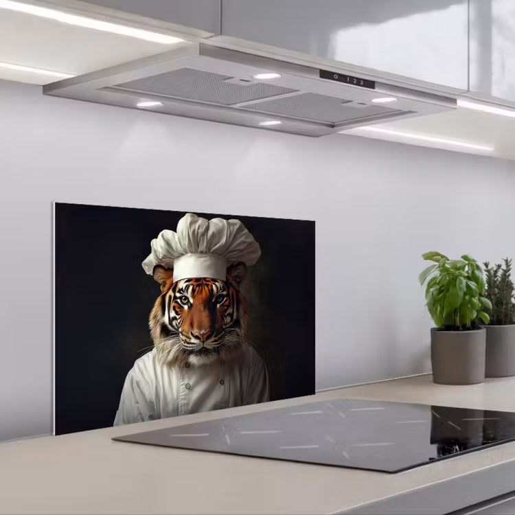 Kitchen splashback for hob - Tiger - Chef's Clothing - Brown — 1
