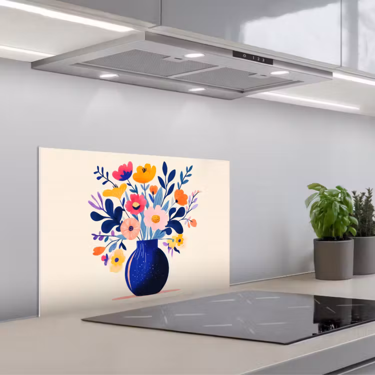 Kitchen splashback for hob - Vase - Flowers - Bouquet — 1