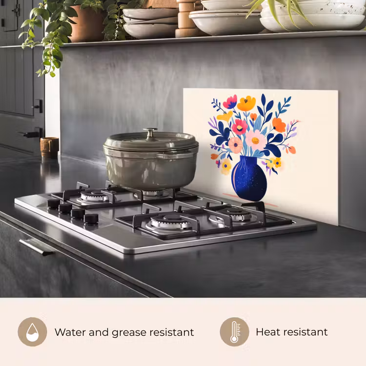 Kitchen splashback for hob - Vase - Flowers - Bouquet — 2
