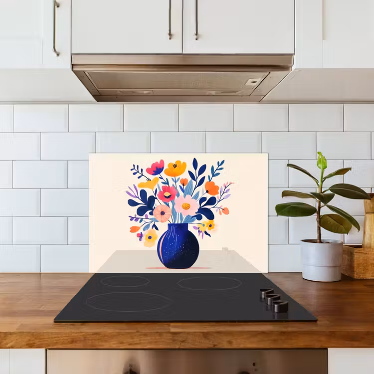 Kitchen splashback for hob - Vase - Flowers - Bouquet — 3