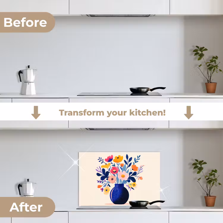 Kitchen splashback for hob - Vase - Flowers - Bouquet — 7