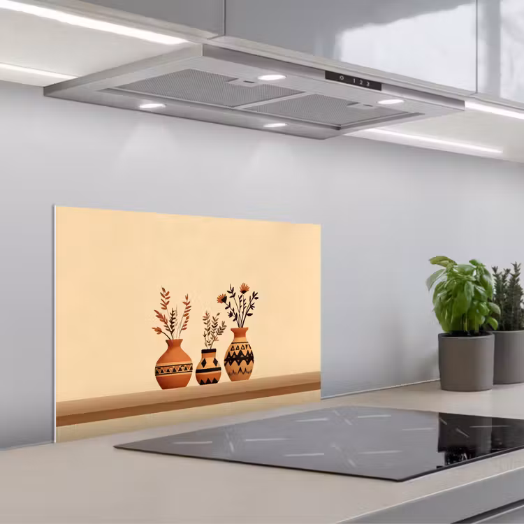 Kitchen splashback for hob - Vases - Flowers - Leaves - Minimalist — 1